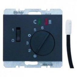 Регулятор температуры помещения Berker K.1 антрацит матовый пола с замыкающим контактом с центральной панелью и светодиодом 20347106