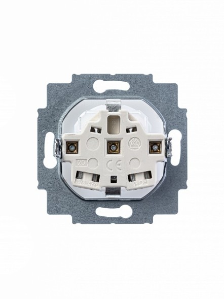 Розетка ABB Levit белый / ледяной с заземлением со шторками 16А 2CHH203457A6001 5520H-A03457 01W