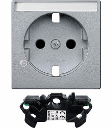 Центральная плата Merten M-серия алюминий с полем для надписи и модулем индикаторной лампы для розетки SCHUKO MTN2333-0460