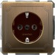 Механизм розетки Merten Artec античная латунь с заземлением без шторок MTN2301-4143