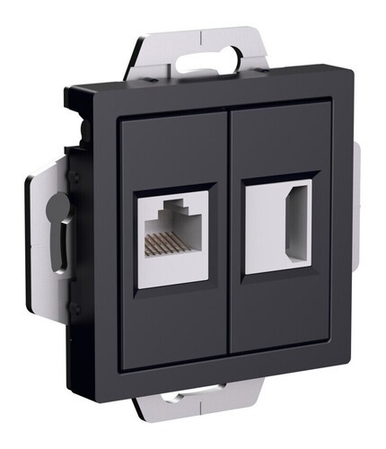 ATN001082 Розетка HDMI+RJ45 Systeme Electric ATLASDESIGN, скрытый монтаж, карбон Schneider Electric