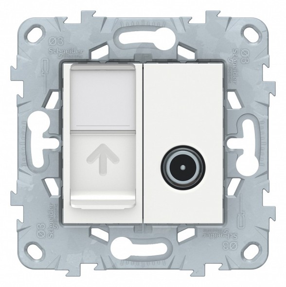 Розетка TV Schneider Electric Unica Studio Белый 1очная + комп. RJ45 кат.6 UTP, 1 Модуль NU547018