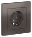Розетка Schneider Electric Atlasdesign Мокко с заземлением со шторками, 16А, в сборе ATN000644