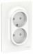 Розетка Schneider Electric Unica Studio Белый двойная, со шторками, без заземления, винтовой зажим NU206318