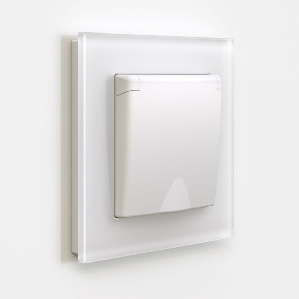 Розетка с заземлением и шторками c крышкой IP44 (белый матовый) Werkel W1171261