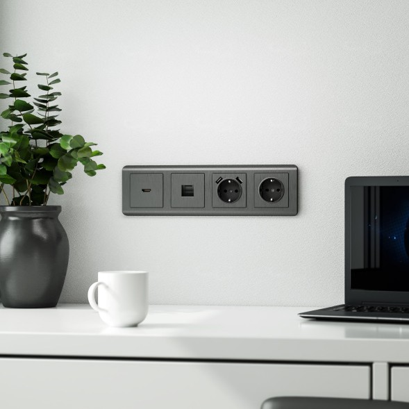 Рамка из поликарбоната на 4 поста Stream графит Werkel W0042104