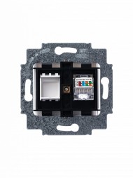 Розетка телефонная ABB Levit белый RJ45 категория 5e и заглушка 2CHH295117A6003 5014H-A51017 03W