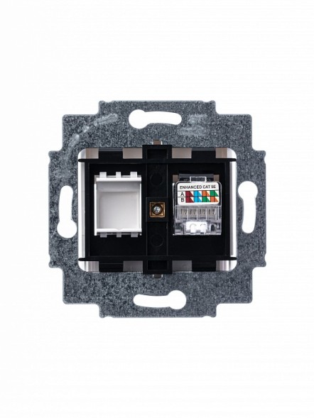 Розетка телефонная ABB Levit белый RJ45 категория 5e и заглушка 2CHH295117A6003 5014H-A51017 03W