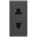 Розетка Bticino Axolute Антрацит 2К, 16 А с защитными шторками Евро HS4125