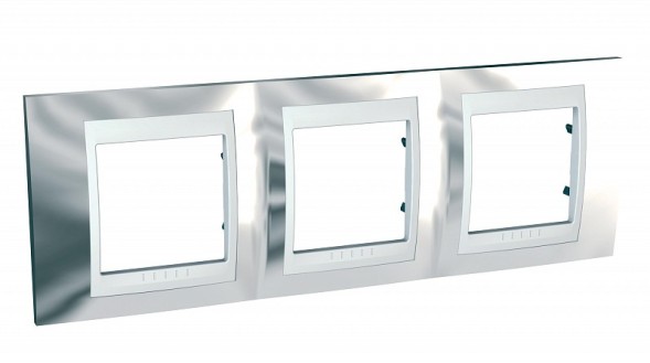 Рамка Schneider Electric Unica Хамелеон Серебро / Белый 3 поста MGU66.006.810