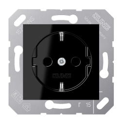 Розетка Jung CD серия Чёрная с заземлением с откидной крышкой 16А/250В CD5120BFSW