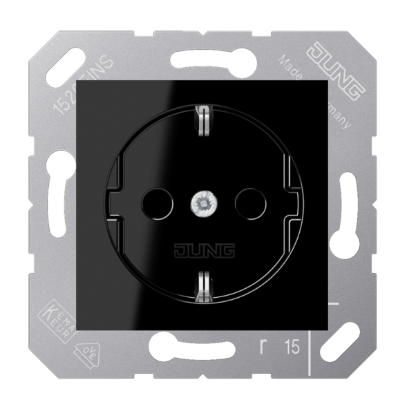Розетка Jung CD серия Чёрная с заземлением с откидной крышкой 16А/250В CD5120BFSW