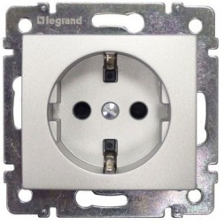 Модуль розетки Legrand Valena Алюминий 2К+З, с автоматическими зажимами, с защитными шторками 770211