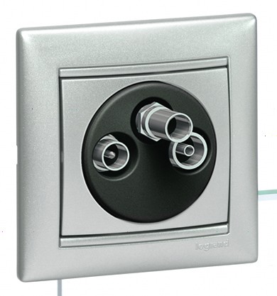 Розетка TV-FM-SAT Legrand Valena Алюминий единственная 5-2400 МГц 1,5 дБ 770135