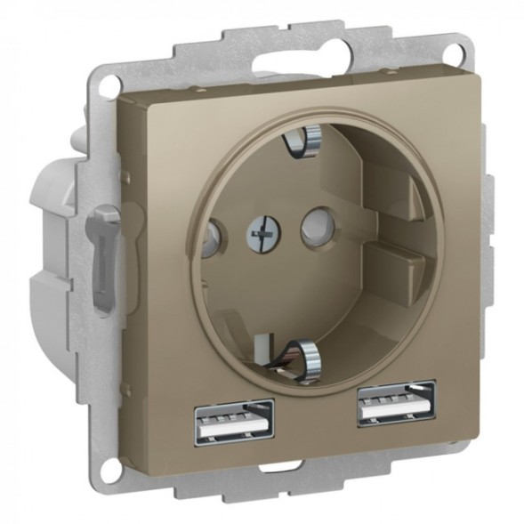 ATN000530 - AtlasDesign SO + USB розетка A+A, 5В/2,4А, 2х5В/1,2А, шампань Schneider Electric