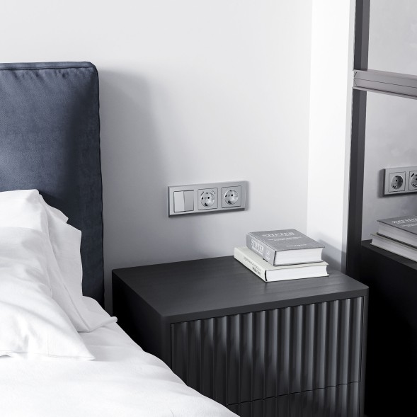 Выключатель двухклавишный (серебряный матовый Werkel W1120065