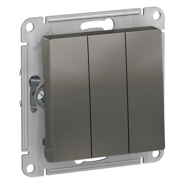 Трехклавишный Выключатель Schneider Electric Atlasdesign Сталь сх.1+1+1, 10АХ, механизм ATN000931