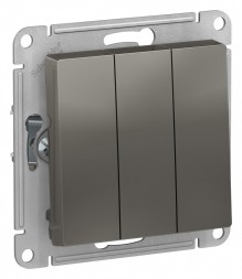 Трехклавишный Выключатель Schneider Electric Atlasdesign Сталь сх.1+1+1, 10АХ, механизм ATN000931