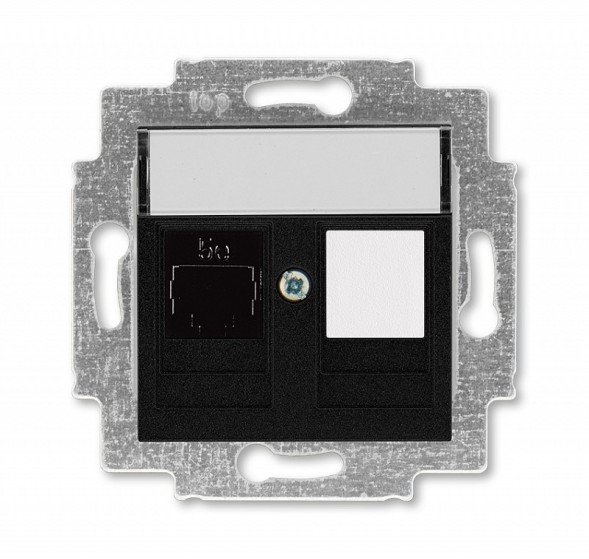 Розетка телефонная ABB Levit антрацит RJ45 категория 5e и заглушка 2CHH295117A6063 5014H-A51017 63W
