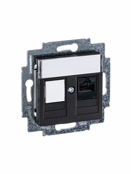 Розетка телефонная ABB Levit антрацит RJ45 категория 5e и заглушка 2CHH295117A6063 5014H-A51017 63W
