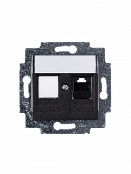 Розетка телефонная ABB Levit антрацит RJ45 категория 5e и заглушка 2CHH295117A6063 5014H-A51017 63W