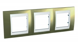 Рамка Schneider Electric Unica Хамелеон Золото / Белый 3 поста MGU66.006.804