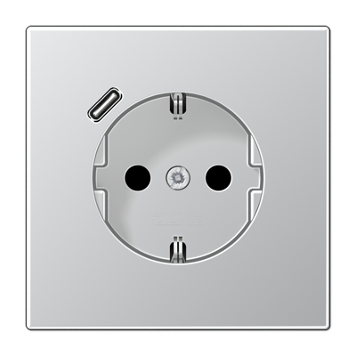 Розетка Jung LS серия алюминий SCHUKO® с USB-интерфейсом с 1 USB-портом типа A LS серия алюминий AL1520-18C-L