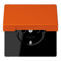 Розетка Jung Les Couleurs® Le Corbusier orange vif SCHUKO® с откидной крышкой и со встроенной повышенной защитой от прикосновения LC1520KIKL4320S