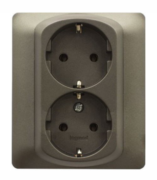 Розетка Legrand Galea Life темная бронза 2х2к+З со шторками 771233