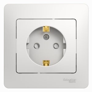 Розетка с заземлением со шторками, 16А, в сборе Schneider Electric Glossa Белый GSL000144