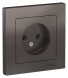 Розетка Schneider Electric Atlasdesign Мокко без заземления, 16А, в сборе ATN000640