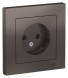 Розетка Schneider Electric Atlasdesign Мокко без заземления, 16А, в сборе ATN000640