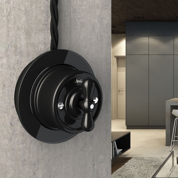 Выключатель на 4 положения двухклавишный черный ретро Werkel W5620008