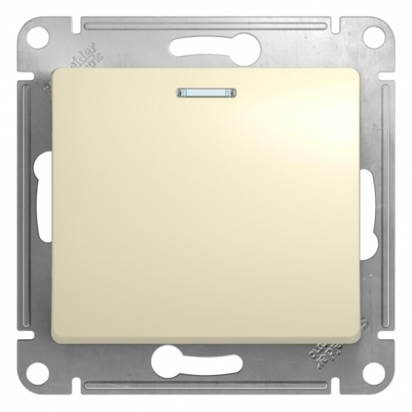 1-клавишный Переключатель с подсветкой, сх.6а, 10АХ, механизм Schneider Electric Glossa Бежевый GSL000263