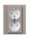 Розетка двойная ABB Levit кофе макиато / белый с заземлением со шторками 16А 2CHH223457C6018 5522H-C03457 18W