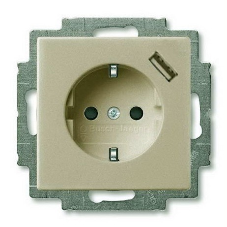 Розетка ABB Basic55 шампань Schuko с устройством зарядным USB 20 EUCBUSB-93-500 16А 700 мА электронная защита от перегрузки и КЗ безвинтовые клеммы защитные шторки 2CKA002011A6194 20 EUCBUSB-93-507