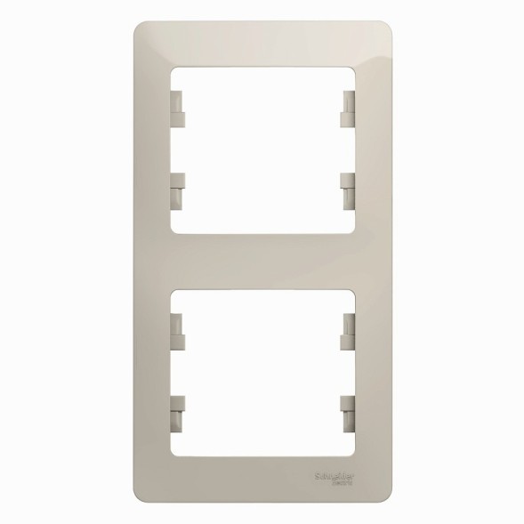 Рамка Schneider Electric Glossa Молочный 2 поста вертикальная GSL000906