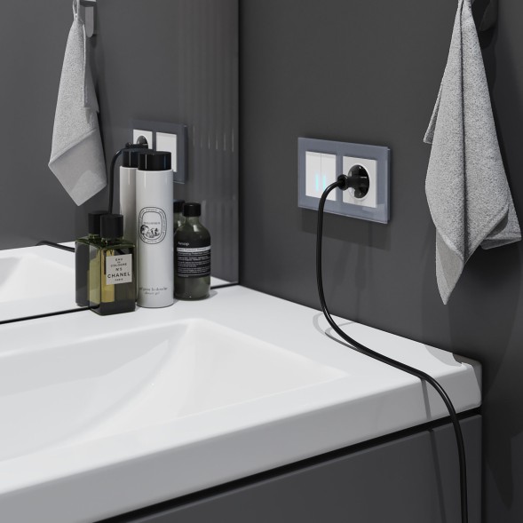 Сенсорный выключатель двухклавишный с подсветкой 1000 Вт белый Werkel W4520001