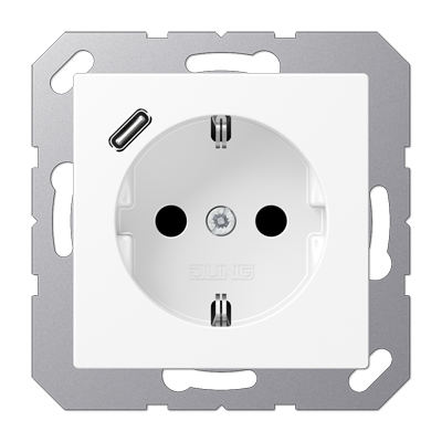 Розетка Jung A серия белоснежный матовый SCHUKO® с 1 USB-портом типа С A1520-18CWWM