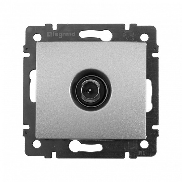 Розетка TV Legrand Valena Алюминий проходная, 14 дБ 770131