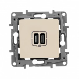 Зарядное устройство Legrand Etika Белый с двумя USB разьемами тип Cтип С 240В/5В 3000мА 672235