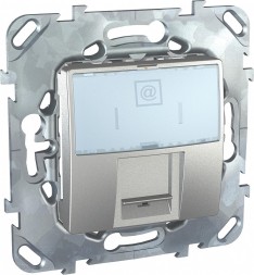Компьютерная розетка 1хRJ45 Schneider Electric Unica Class Top алюминий кат. 6, с полем для надписи MGU5.425.30ZD