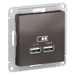 USB Розетка Schneider Electric Atlasdesign Мокко 5В, 1 порт x 2,1 А, 2 порта х 1,05 А, механизм ATN000633