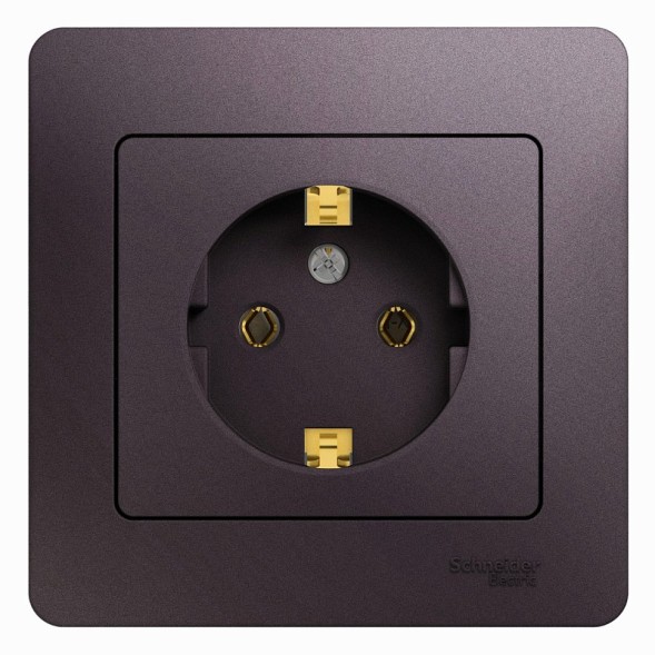 Розетка с заземлением,16А, 250В, в сборе Schneider Electric Glossa Сиреневый туман GSL001442