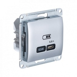 USB Розетка тип-C 65W высокоскор.заряд. QC, PD, механизм Schneider Electric Glossa Алюминий GSL000327