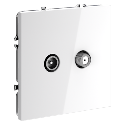 Розетка телевизионная встраиваемая VOLTUM S70 оконечная TV+SAT, (белый глянцевый)