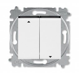 Выключатель жалюзи ABB Levit белый / дымчатый чёрный двухклавишный без фиксации клавиш 2CHH598845A6062 3559H-A88445 62W