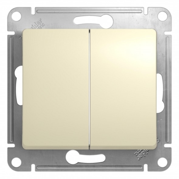 2-клавишный Переключатель, сх.6/2, 10АХ, механизм Schneider Electric Glossa Бежевый GSL000265