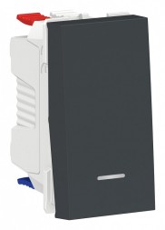 Переключатель Schneider Electric Unica Modular Антрацит 1-клавишный, с нейтралью, сх.6а, 1 Модуль NU310354S