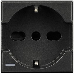 Розетка Bticino Axolute Антрацит 2К+З, 10 и16 А с защищенными контактами HS4140/16